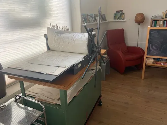 De drukpers in de werkplaats